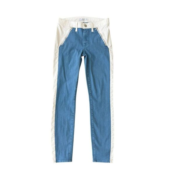 7 FOR ALL MANKIND Skinny Color Block Denim Jeans Women size 27 - Picture 1 of 9